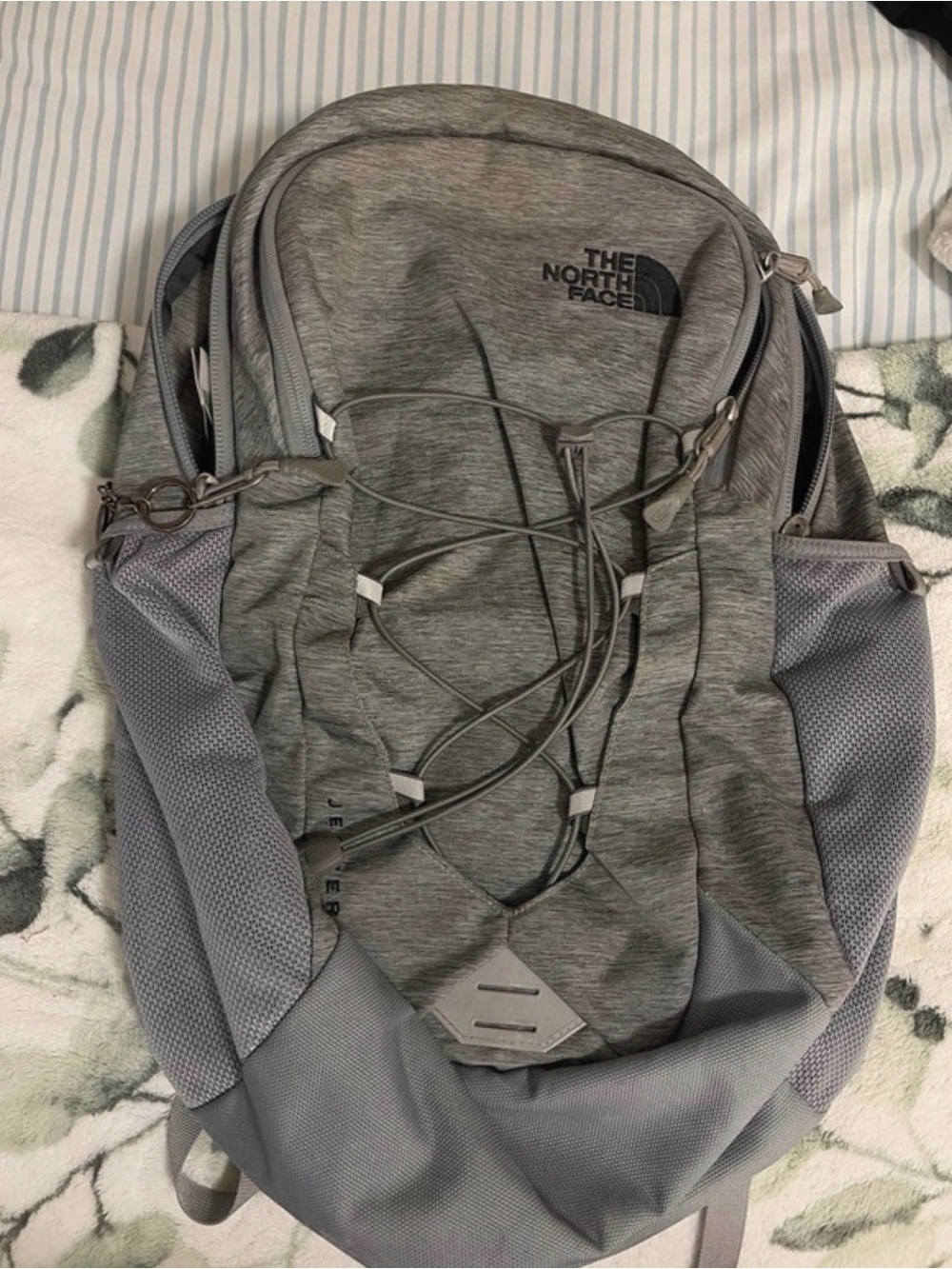 The North Face Light Gray Men's Backpack with External Bungee